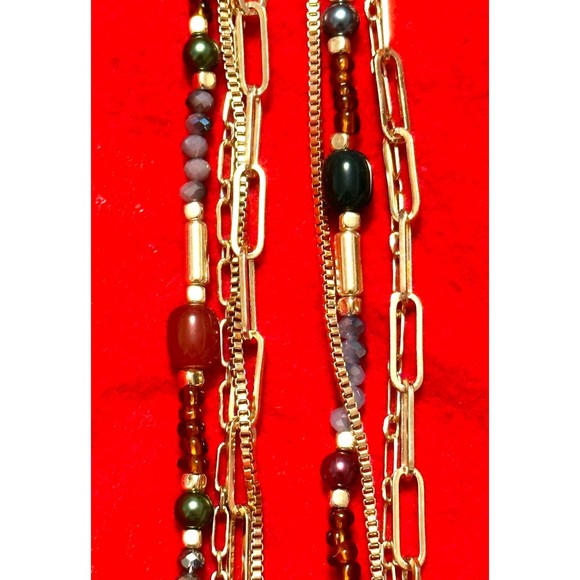 Style & Co Multi-Strand Necklace Gold Chains and Colorful Beads - Picture 3 of 3